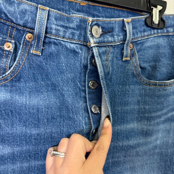 Levis Womens 501 Jeans Button-Fly Jeans Sz 28 Medium Wash Straight High Rise - Picture 2 of 14